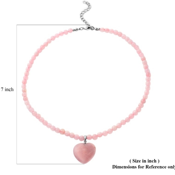 NWT Rose Quartz Beaded Necklace with Heart Pendant - Picture 11 of 11